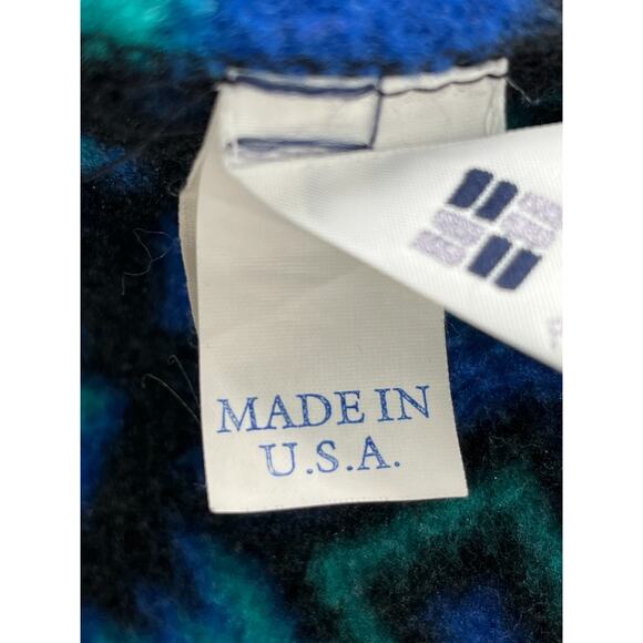 Vtg Columbia Fleece Pullover Made in USA Mens M Blue Aztec Geometric 1/4 Zip - Picture 8 of 9